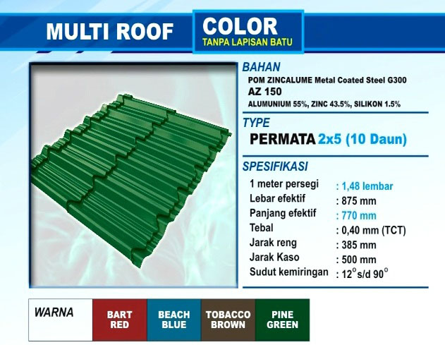 Genteng Multiroof Color Permata